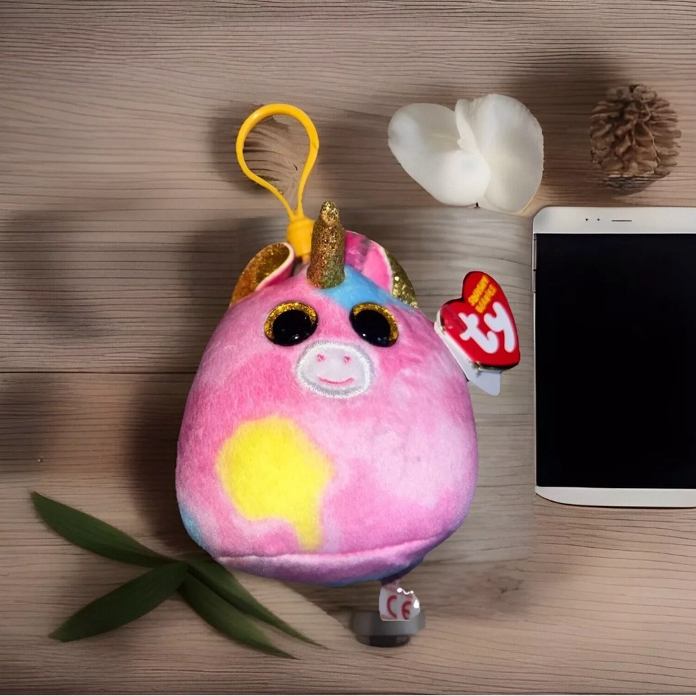 2022 TY Mini Beanie Squish-A-Boos Plush - FANTASIA the Unicorn (3 inch) Key Clip